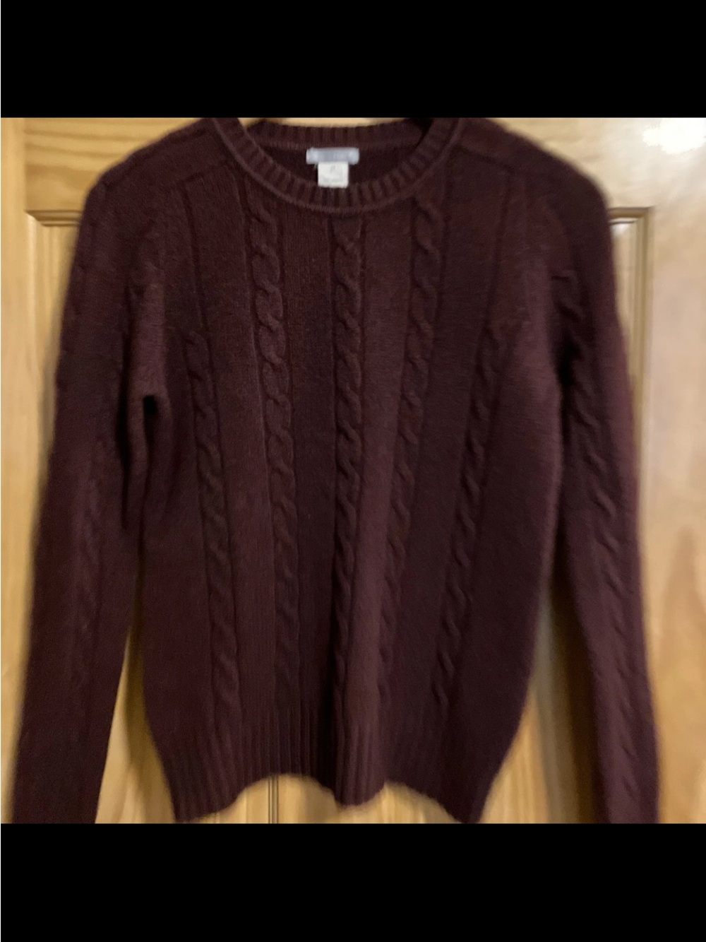 J. Crew Women's Cable Crewneck Sweater - Burgundy PS 100% Lambswool